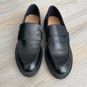 Women’s Black Leather Penny Loafers